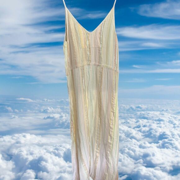 Ace & Jig Dress XS Pyrite Dunes Slot Striped Metallic Sleeveless Maxi Boho - Picture 3 of 4